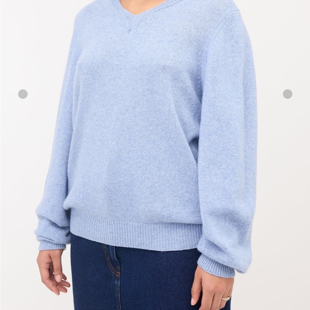 KHAITE Light Blue V-Neck Sweater - Picture 4 of 10